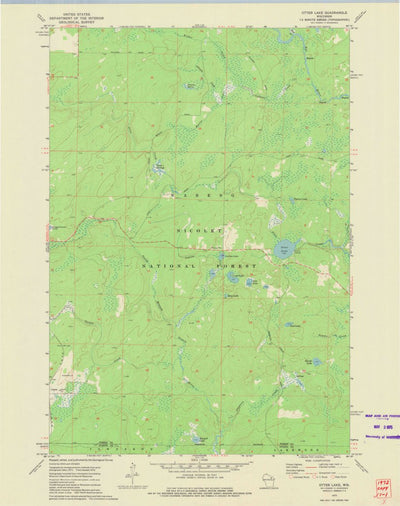 United States Geological Survey Otter Lake, WI (1972, 24000-Scale) digital map