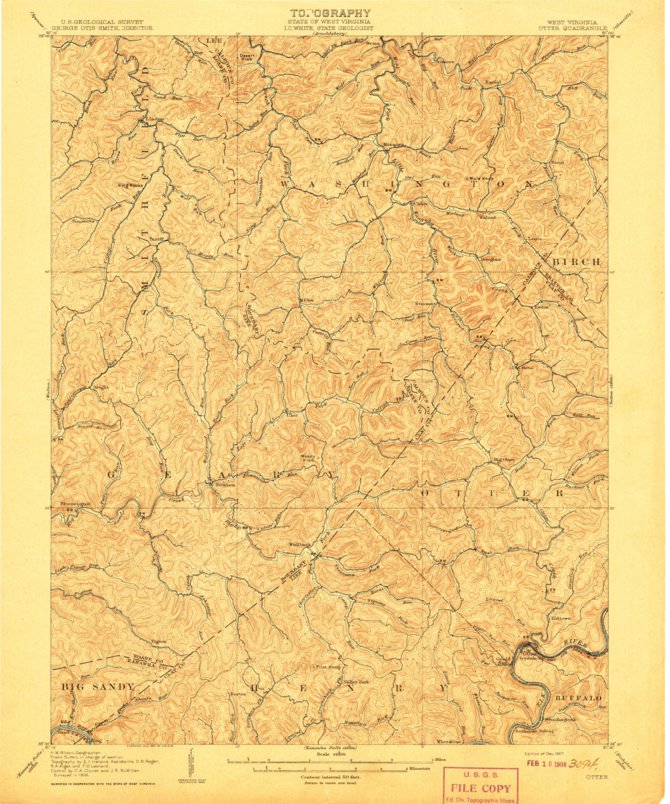 Otter, WV (1907, 62500-Scale) Map by United States Geological Survey