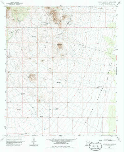 United States Geological Survey Outlaw Mountain, AZ (1958, 24000-Scale) digital map