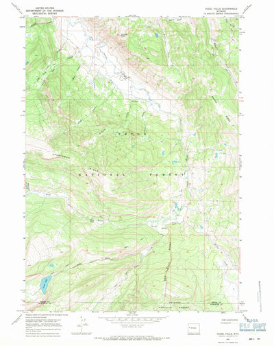 United States Geological Survey Ouzel Falls, WY (1967, 24000-Scale) digital map