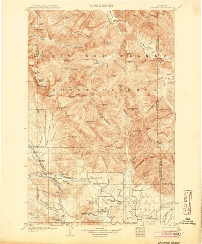 United States Geological Survey Ovando, MT (1905, 125000-Scale) digital map