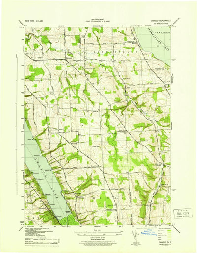 United States Geological Survey Owasco, NY (1943, 31680-Scale) digital map