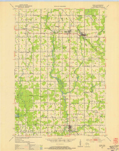 United States Geological Survey Owen, WI (1953, 48000-Scale) digital map