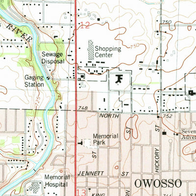 United States Geological Survey Owosso North, MI (1974, 24000-Scale) digital map