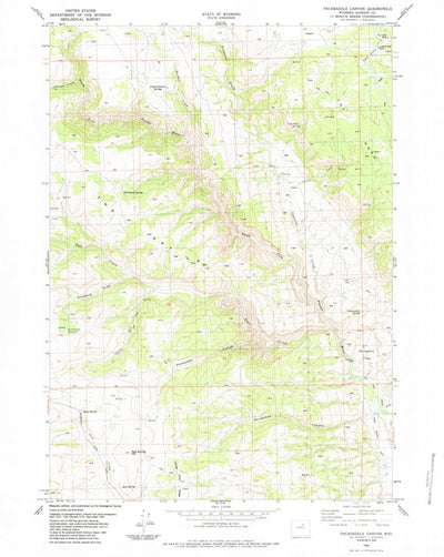 United States Geological Survey Packsaddle Canyon, WY (1984, 24000-Scale) digital map
