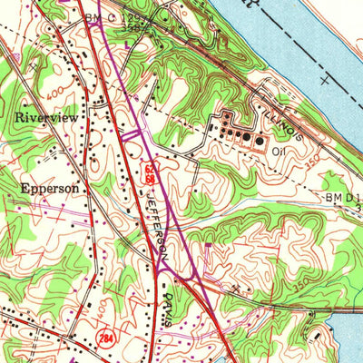 United States Geological Survey Paducah East, KY-IL (1958, 24000-Scale) digital map