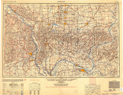 United States Geological Survey Paducah, KY-IL-MO-IN (1954, 250000-Scale) digital map