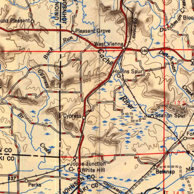 United States Geological Survey Paducah, KY-IL-MO-IN (1954, 250000-Scale) digital map