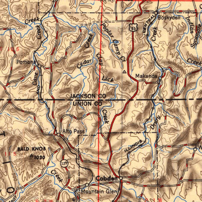 United States Geological Survey Paducah, KY-IL-MO-IN (1954, 250000-Scale) digital map