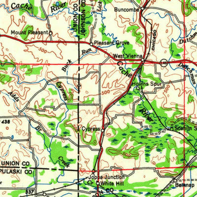 United States Geological Survey Paducah, KY-IL-MO-IN (1964, 250000-Scale) digital map