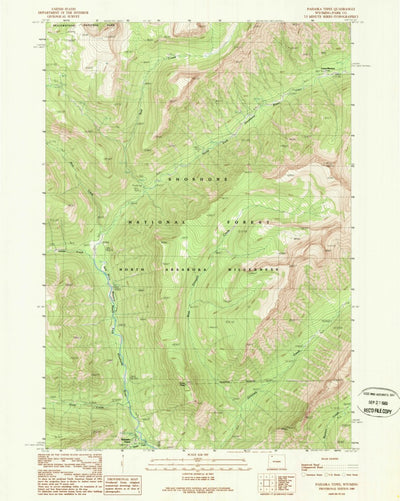 United States Geological Survey Pahaska Tepee, WY (1989, 24000-Scale) digital map