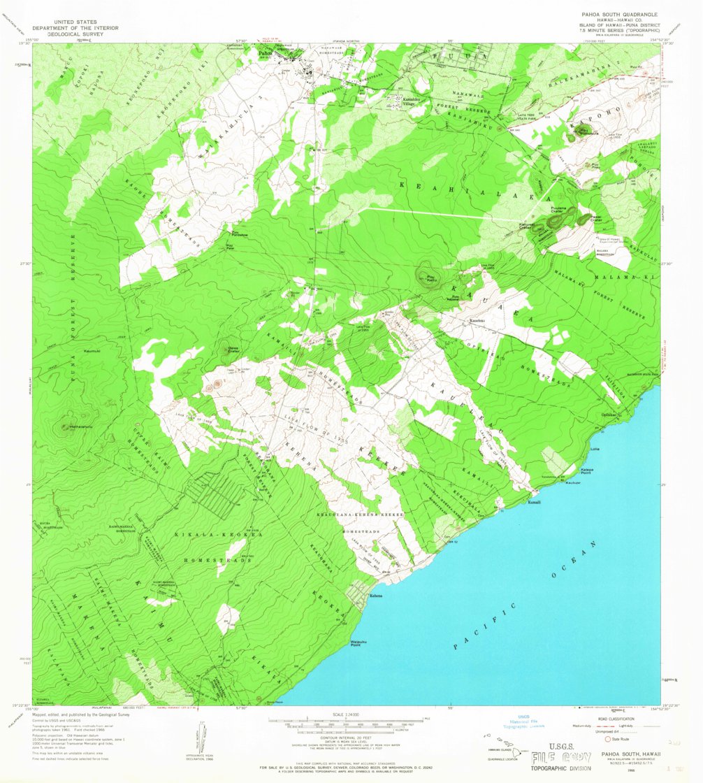 Pahoa South, HI (1966, 24000-Scale) Map by United States Geological ...