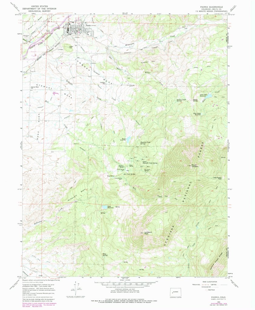 Paonia, CO (1965, 24000Scale) Map by United States Geological Survey