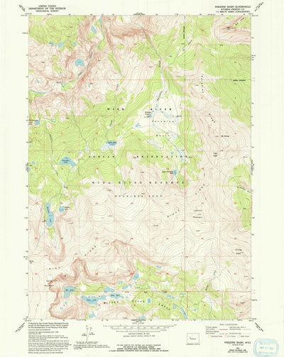 United States Geological Survey Paradise Basin, WY (1952, 24000-Scale) digital map