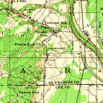 United States Geological Survey Park Place, AR-MS (1955, 62500-Scale) digital map