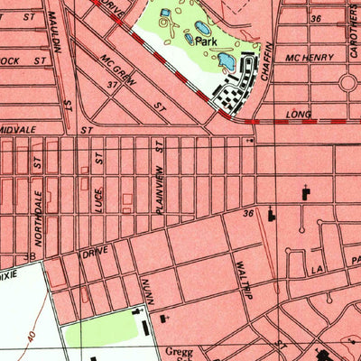 United States Geological Survey Park Place, TX (1995, 24000-Scale) digital map