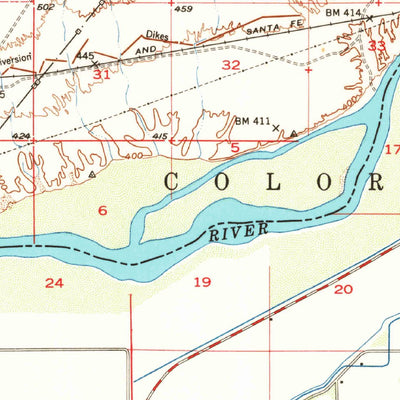 United States Geological Survey Parker, AZ-CA (1949, 62500-Scale) digital map