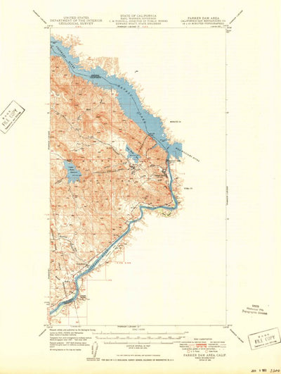 United States Geological Survey Parker Dam Area, CA (1950, 62500-Scale) digital map