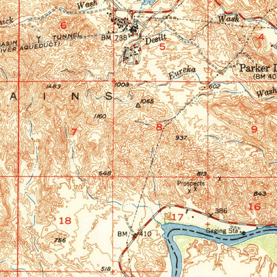 United States Geological Survey Parker Dam Area, CA (1950, 62500-Scale) digital map