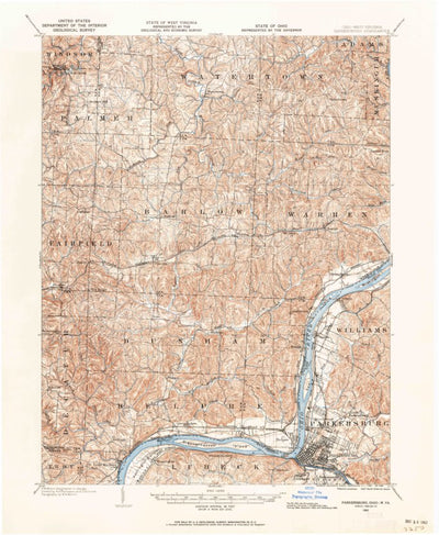 United States Geological Survey Parkersburg, WV-OH (1902, 62500-Scale) digital map