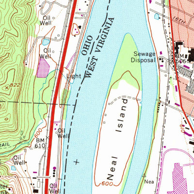 United States Geological Survey Parkersburg, WV-OH (1969, 24000-Scale) digital map