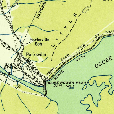 United States Geological Survey Parksville, TN (1935, 24000-Scale) digital map