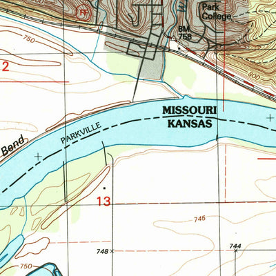 United States Geological Survey Parkville, MO-KS (1991, 24000-Scale) digital map