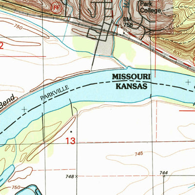 United States Geological Survey Parkville, MO-KS (1996, 24000-Scale) digital map