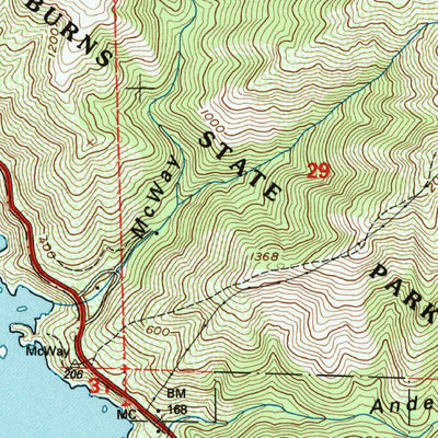 United States Geological Survey Partington Ridge, CA (1995, 24000-Scale) digital map