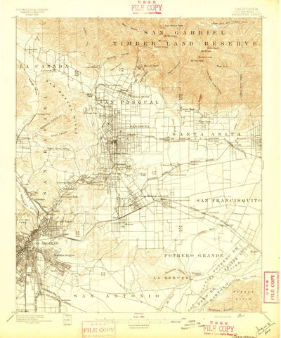 United States Geological Survey Pasadena, CA (1896, 62500-Scale) digital map