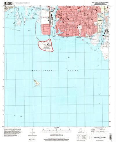 United States Geological Survey Pascagoula South, MS (1996, 24000-Scale) digital map