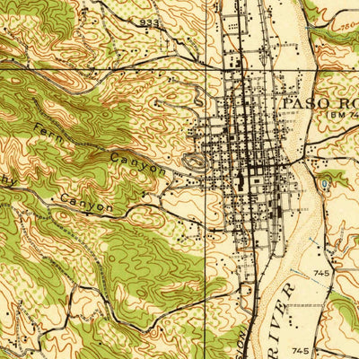 United States Geological Survey Paso Robles, CA (1943, 62500-Scale) digital map