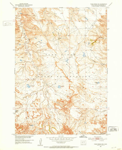 United States Geological Survey Pass Creek NE, SD (1951, 24000-Scale) digital map