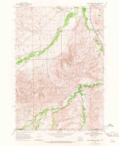 United States Geological Survey Pass Creek West, MT-WY (1967, 24000-Scale) digital map