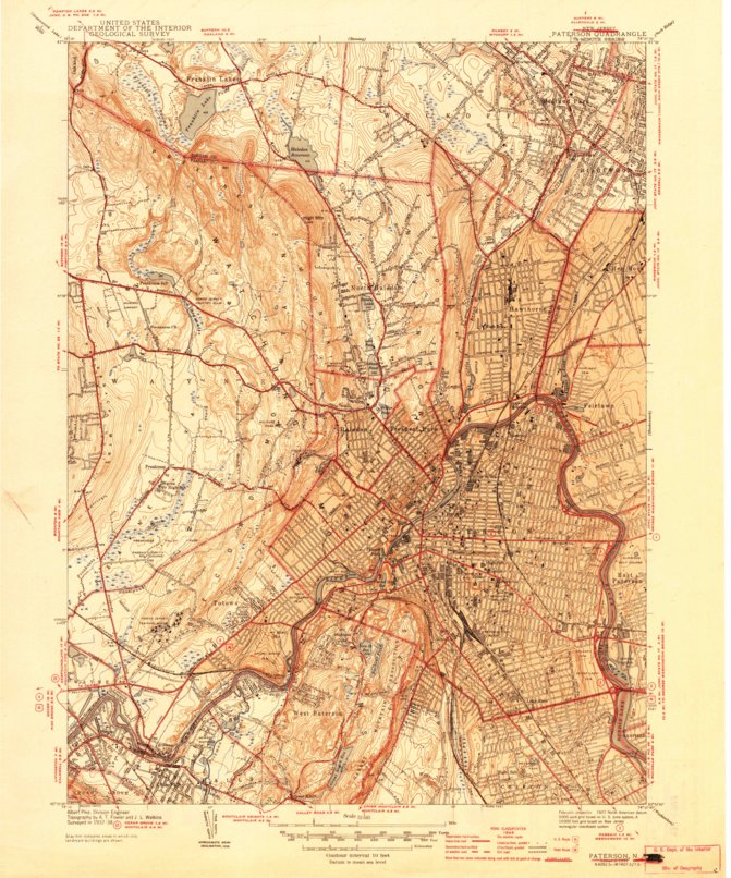 Paterson, NJ (1944, 31680-Scale) Map by United States Geological Survey ...