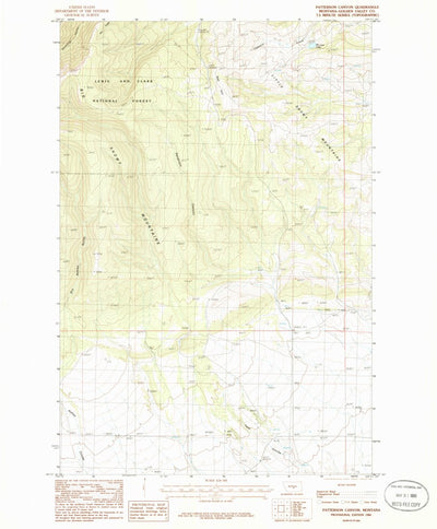 United States Geological Survey Patterson Canyon, MT (1986, 24000-Scale) digital map
