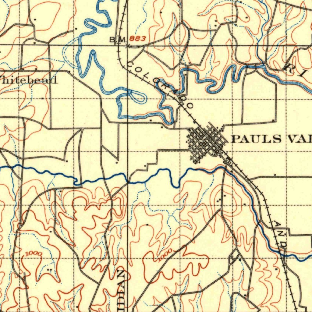 Pauls Valley, OK (1898, 125000Scale) Map by United States Geological Survey Avenza Maps
