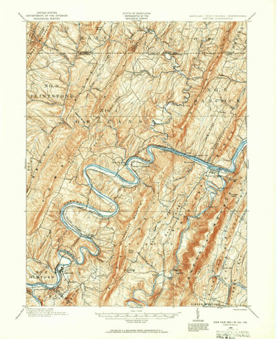 United States Geological Survey Paw Paw, WV-MD-PA (1898, 62500-Scale) digital map