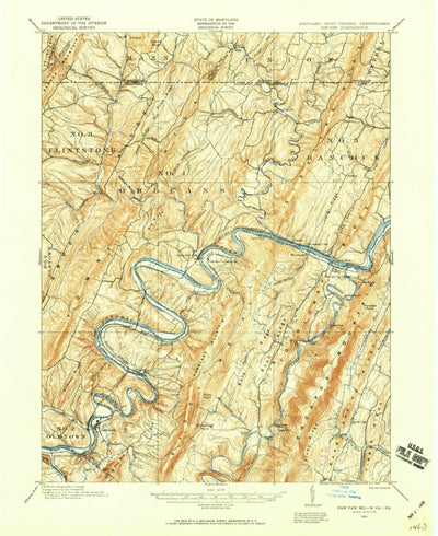 United States Geological Survey Paw Paw, WV-MD-PA (1910, 62500-Scale) digital map