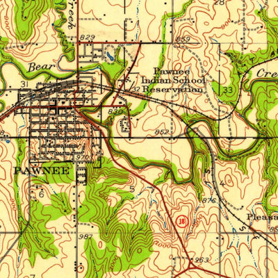United States Geological Survey Pawnee, OK (1930, 62500-Scale) digital map