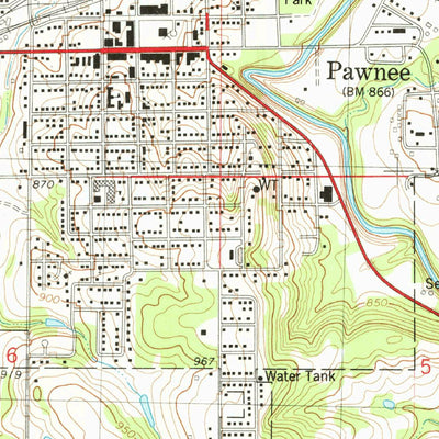 United States Geological Survey Pawnee, OK (1978, 24000-Scale) digital map