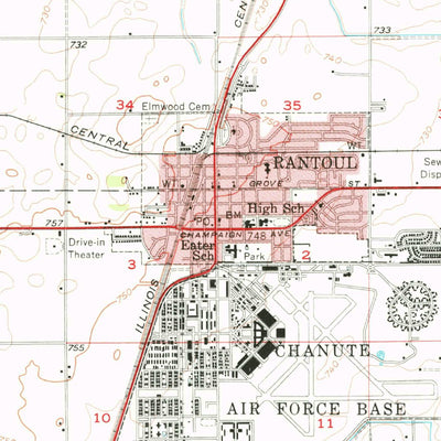 United States Geological Survey Paxton, IL (1957, 62500-Scale) digital map