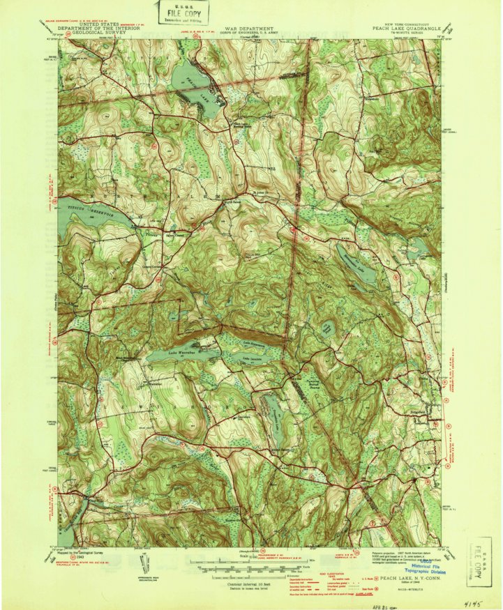 Peach Lake, NY-CT (1946, 31680-Scale) Map by United States Geological ...
