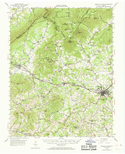 United States Geological Survey Peaks Of Otter, VA (1950, 62500-Scale) digital map