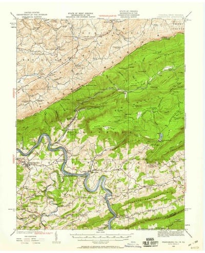 United States Geological Survey Pearisburg, VA-WV (1932, 62500-Scale) digital map