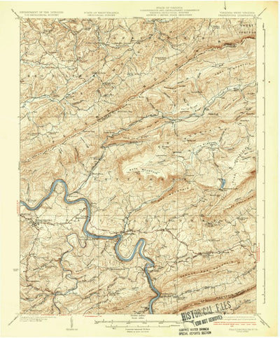 United States Geological Survey Pearisburg, VA-WV (1937, 62500-Scale) digital map