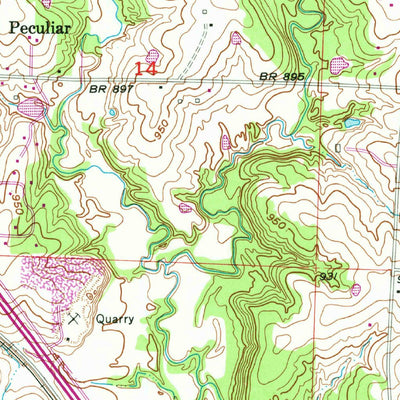 United States Geological Survey Peculiar, MO (1954, 24000-Scale) digital map