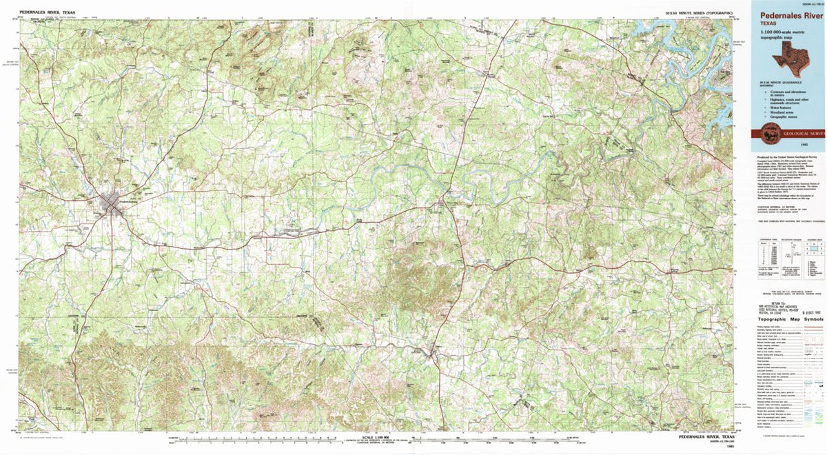 Pedernales River, TX (1985, 100000-Scale) Map by United States ...