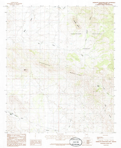 United States Geological Survey Pedregosa Mountains West, AZ (1986, 24000-Scale) digital map