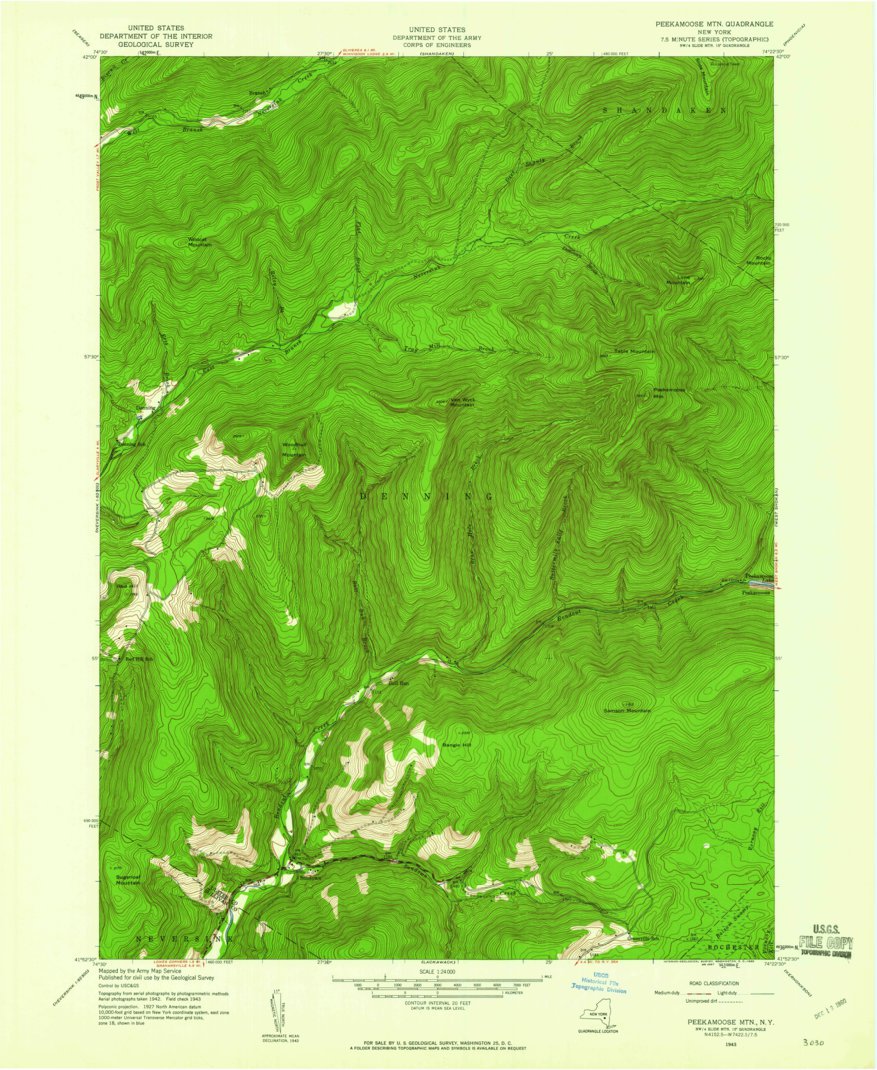 Peekamoose Mountain, NY (1943, 24000-Scale) Map by United States ...